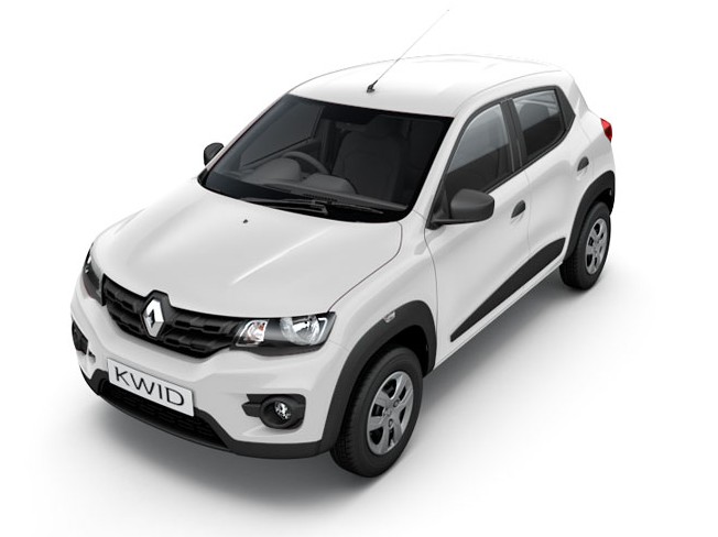 Renault Kwid in White. Kwid colours include Icecool white