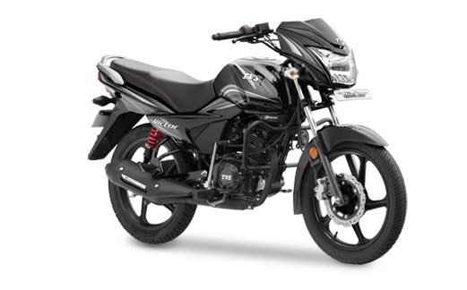 New 2016 TVS Victor in Beatific Black Silver Color