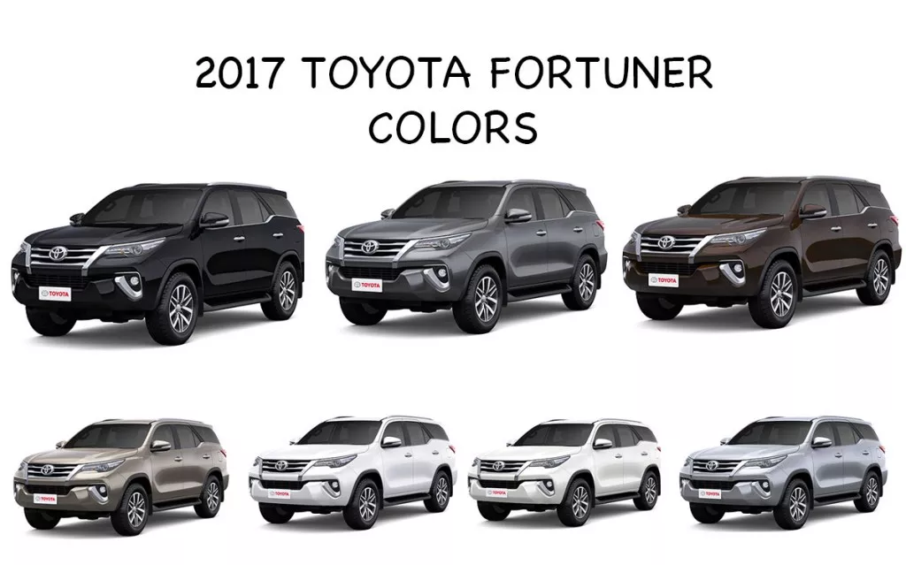 2017 New Toyota Fortuner Colors Black, Bronze, Brown,Grey, Silver, White GaadiKey