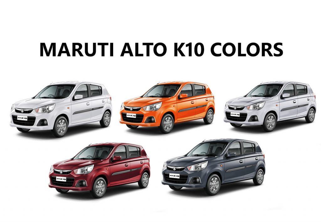 Maruti Alto K10 Colors - Silver, Red, White, Orange, Grey - GaadiKey