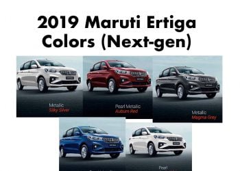 Next Gen 2019 Maruti Ertiga Colors: Red, Blue, Grey, Silver, White