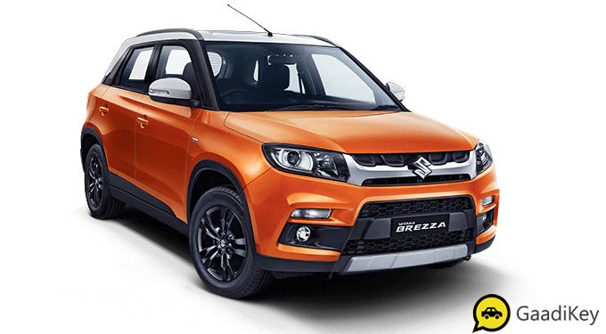 2019 Maruti Vitara Brezza Orange and White Dual Tone Color