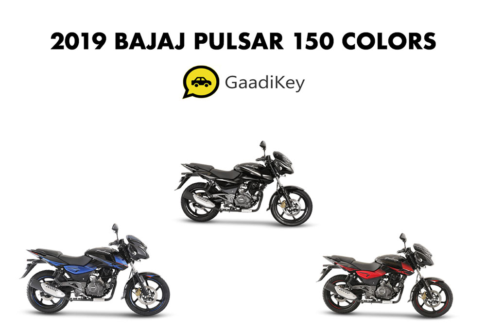 Gaadikey 2019 Bajaj Pulsar 150 Colors Blue Black Red