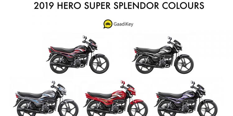 2019 Hero Super Splendor Colors Red Blue Grey Black Gaadikey