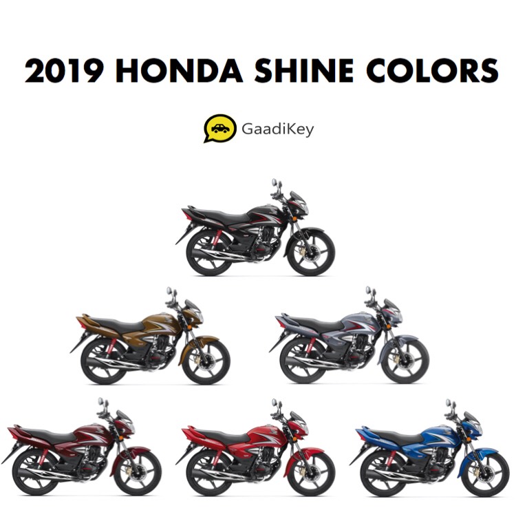 2019 Honda Shine Colors Black Grey Red Brown Blue Gaadikey