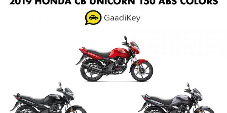 2019 Honda Cb Unicorn 150 Abs Colors Black Red Grey Gaadikey