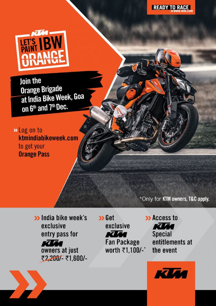 KTM to participate at India Bike Week, Goa