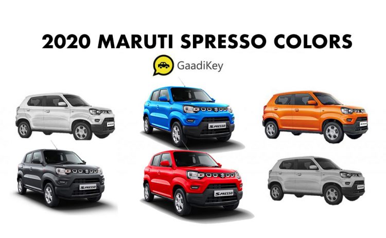 2020 Maruti Spresso Colors: Blue, White, Orange, Silver, Red, Grey 