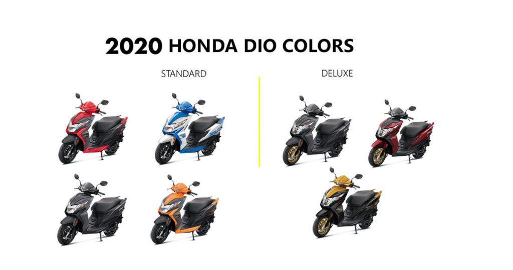 2020 Honda Dio Colors Red Blue Yellow Orange Grey Black Gaadikey