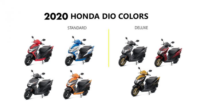 2020 Honda Dio Colors Red Blue Yellow Orange Grey Black