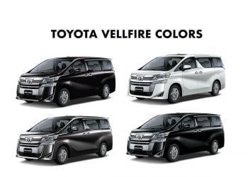 Toyota Vellfire Colors: Black, White, Graphite, Burning Black