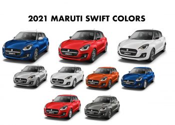 2021 Maruti Swift Colors: Red, Orange, Blue, White, Silver, Grey