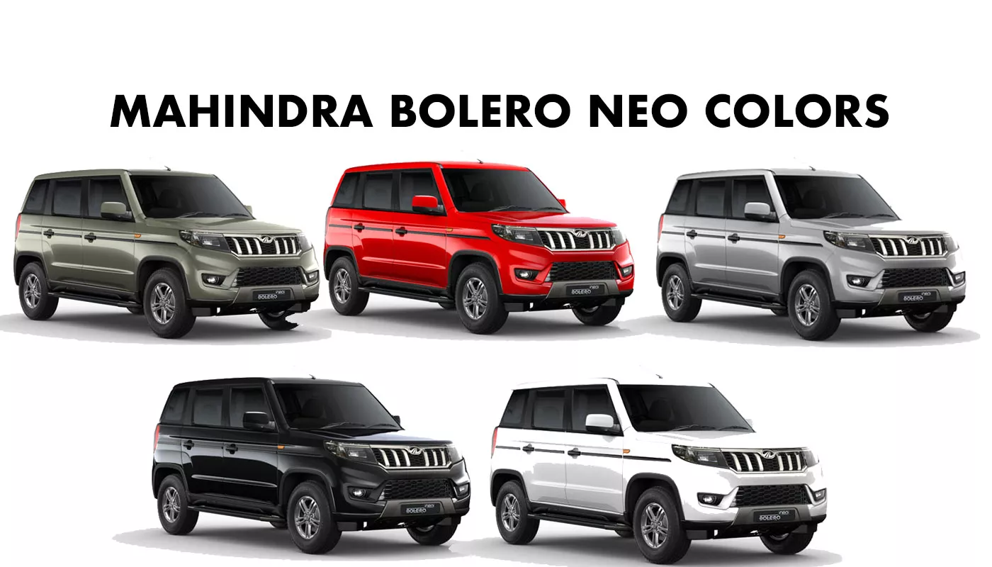 2021 Mahindra Bolero Neo Colors Red, White, Black, Beige, Silver