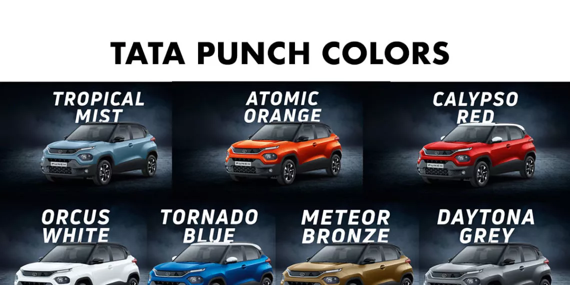 Tata PUNCH Colors White, Blue, Orange, Red, Grey GaadiKey