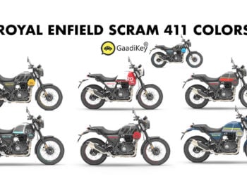 Royal Enfield Scram 411 Colors: Black, Blue, Red, Yellow, White, Blue