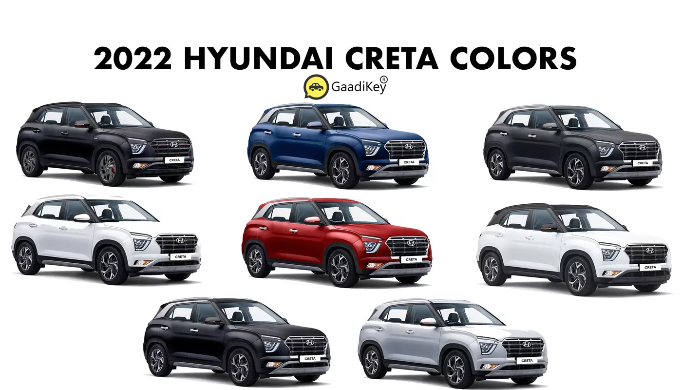 2022 Hyundai Creta Colors Black, Silver, Grey, Blue, Red, White GaadiKey