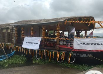 Honda Activa Floating Showroom in the Backwaters of Kerala
