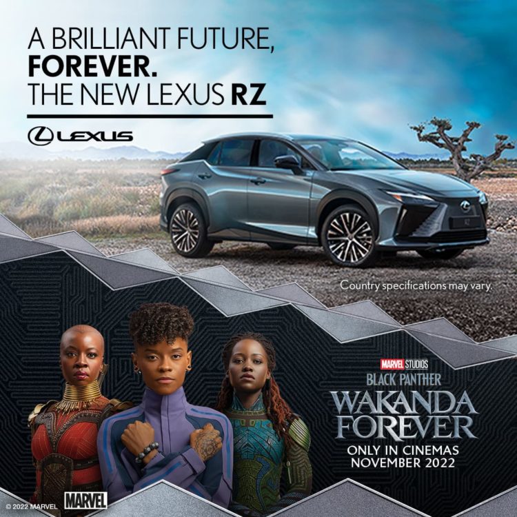 Lexus RZ 450e Electrifies In Black Panther Marvel Studios Wakanda 