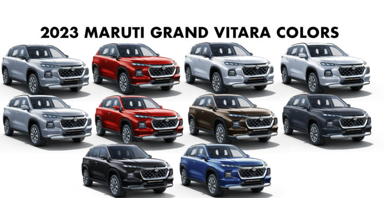 2023 Maruti Grand Vitara Colors: Blue, Red, Silver, White, Grey, Black ...