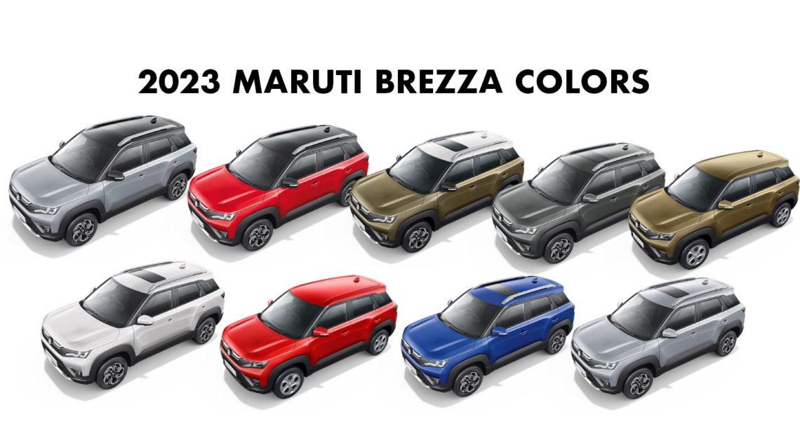 Maruti Brezza Colors Blue Red Silver Khakhi Grey White