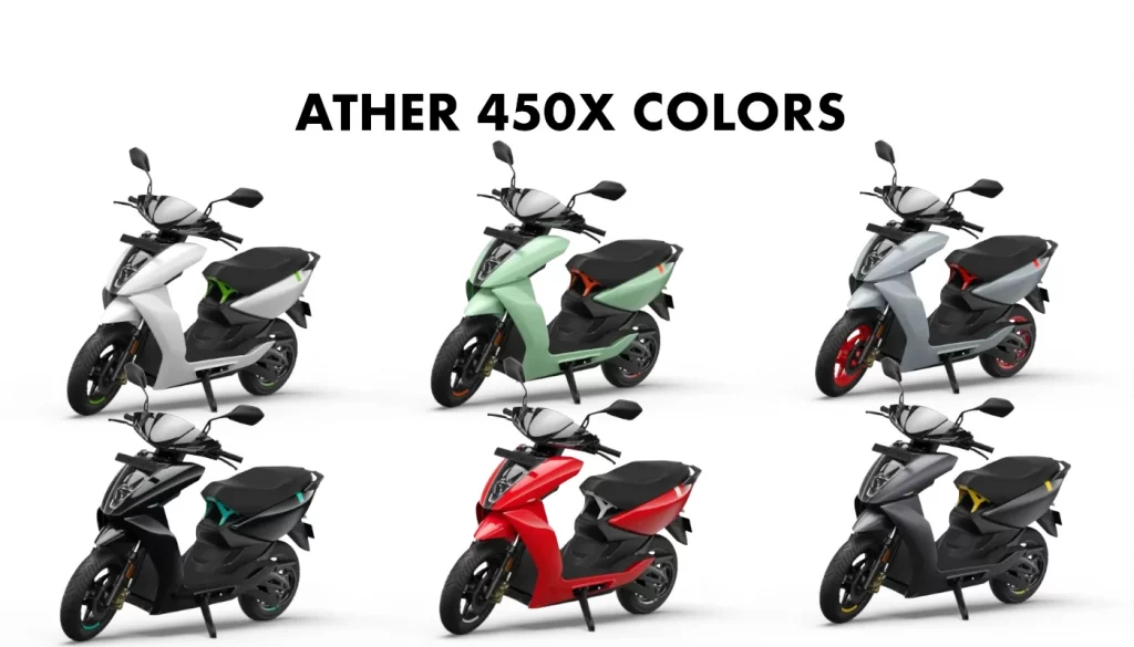 Ather 450X Colors - All New Ather 450 X Color options 2023 model - New Ather 450X EVs