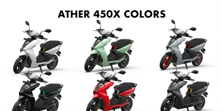 2023 Ather 450X Colors - All Color options New Ather 450X Electric Scooter