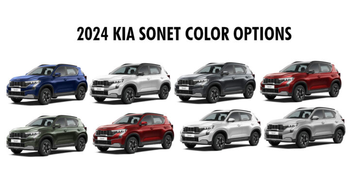 2024 Kia Sonet Colors: Red, White, Silver, Blue, Grey, Olive - GaadiKey