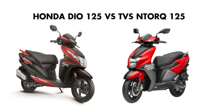 Compare Specifications of Honda Dio 125 with 2024 TVS NTORQ 125 - Mileage, Engine, Height, Weight and Performance figures