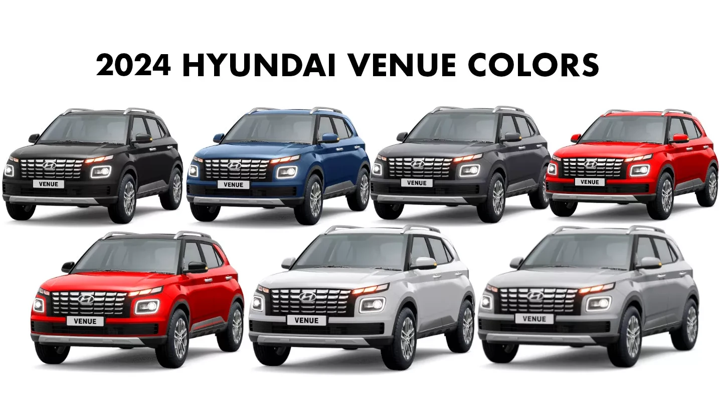 2024 Hyundai Venue Colors Black, Red, Blue, White, Silver, Grey GaadiKey