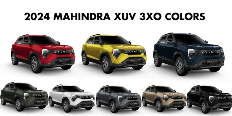 2024 Mahindra XUV 3XO Colors Photos Single tone and Dual tone colors XUV3XO