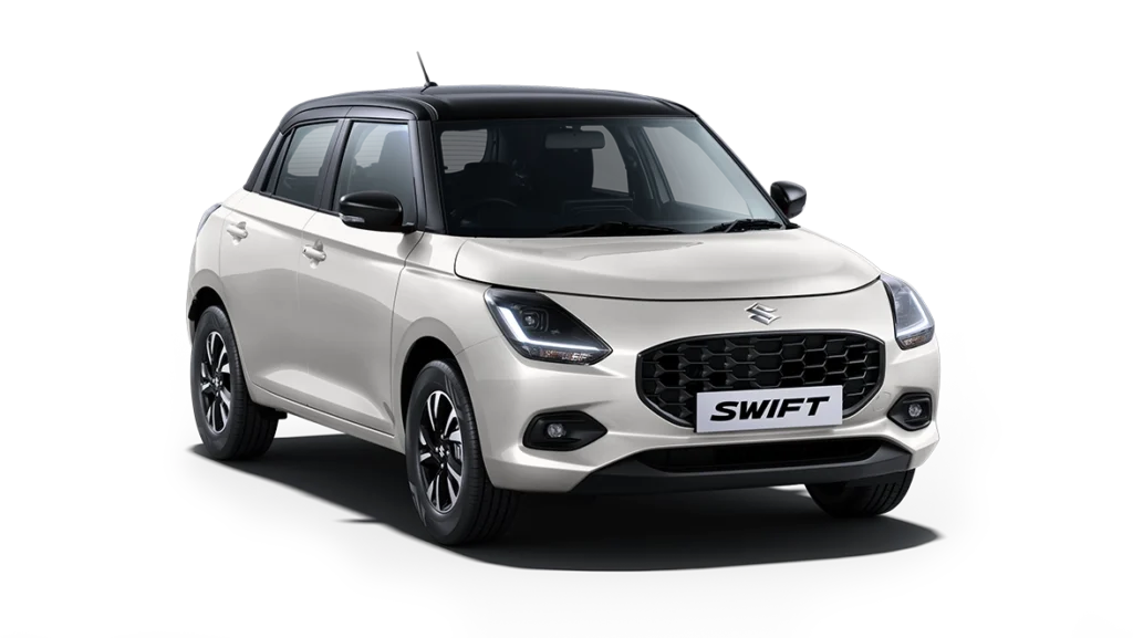 2024 Maruti Swift White and Black Dual tone Color ( Pearl Arctic White with Pearl Midnight Black ) 2024 Swift White and Black Color