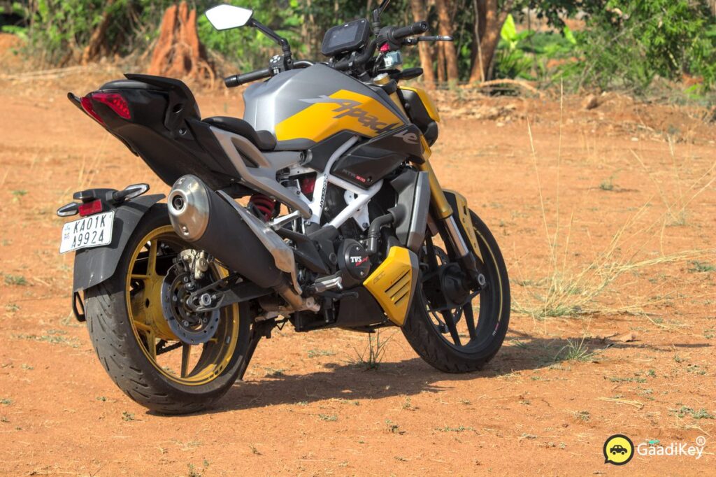 TVS Apache RTR 310 Exhaust and Rear View