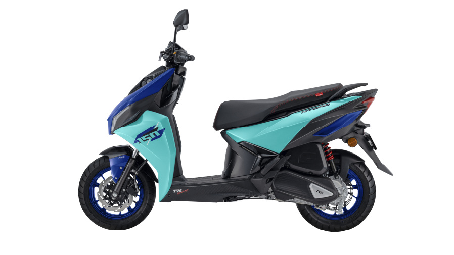 TVS NTORQ 150 Blue Color (Turbo Blue) Photos Side