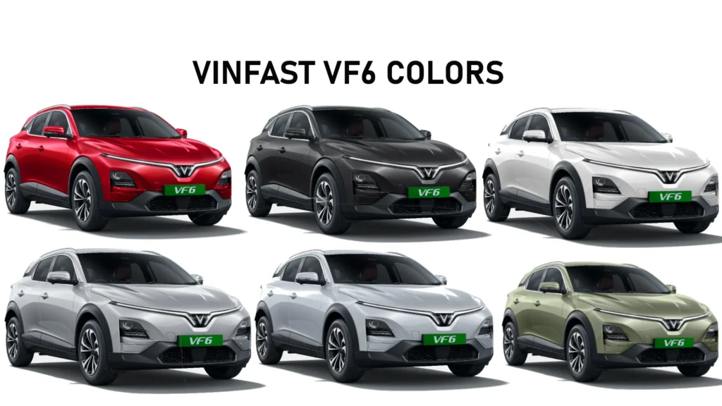 VinFast VF6 Colors - New VinFast VF6 Color Variants - 2025 VF6 Electric SUV Colors Listed