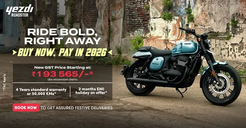 Yezdi Roadster Ride Now Pay Later 2026 EMI Offers