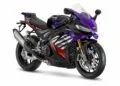 Aprilia RSV4 Factory superbike with new 2026 graphics featuring purple, black, and white aerodynamic flow-inspired motifs.