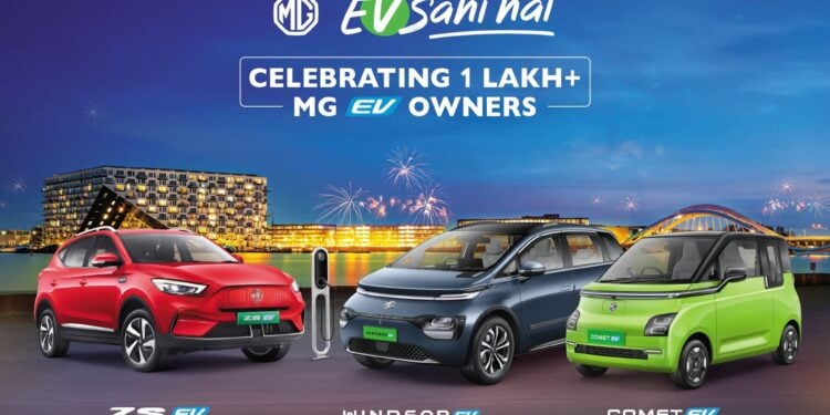 MG Motor EV Sales 1 lakh milestone