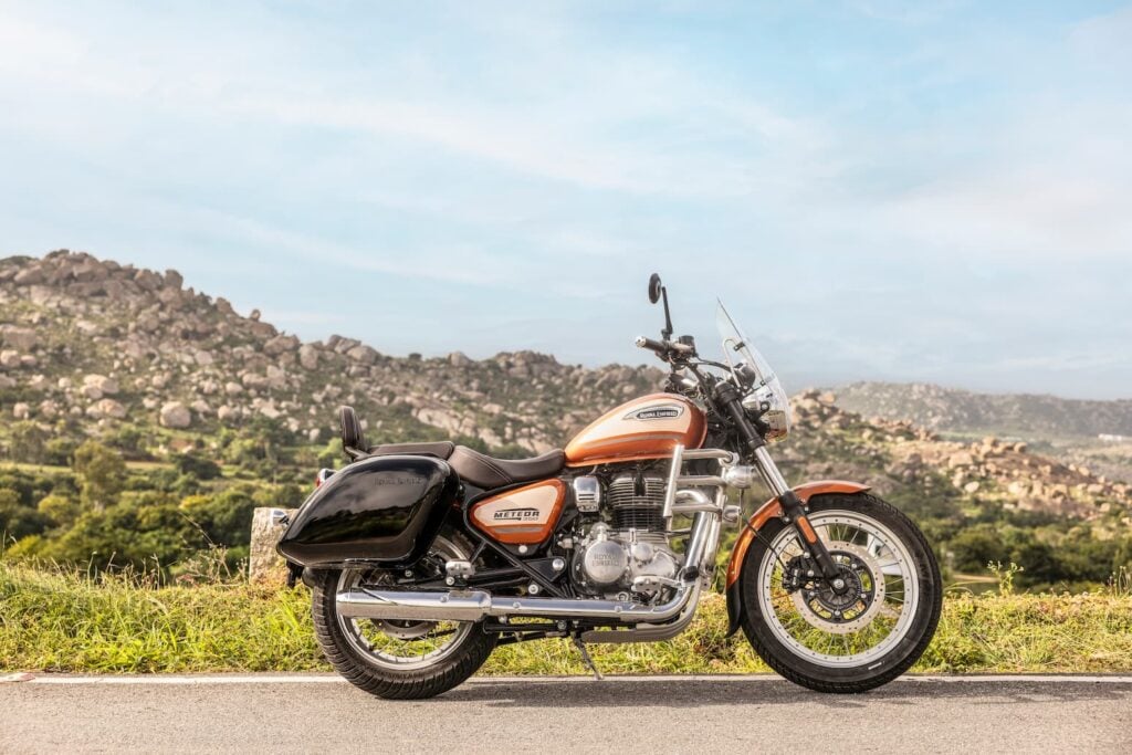 2025 Royal Enfield Meteor Sundowner Orange Photo Side Profile View