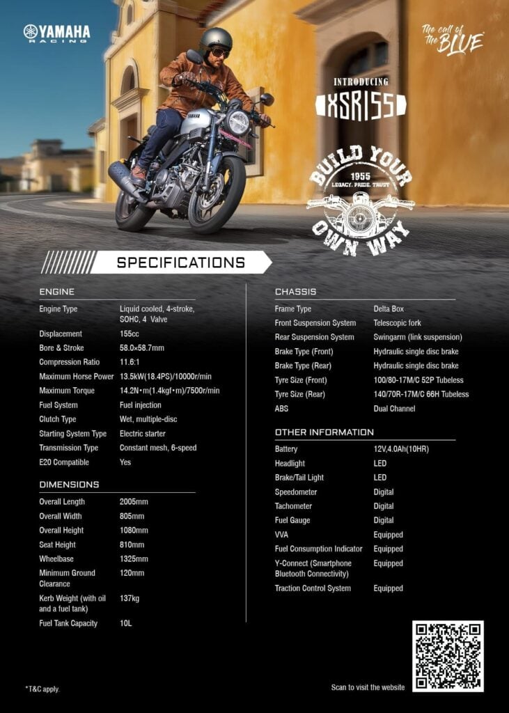 All new Yamaha XSR 155 Specifications