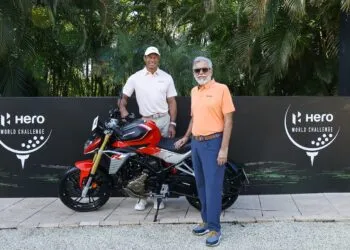 Dr. Pawan Munjal with Tiger Woods at the Hero World Challenge 2025, Albany - Bahamas