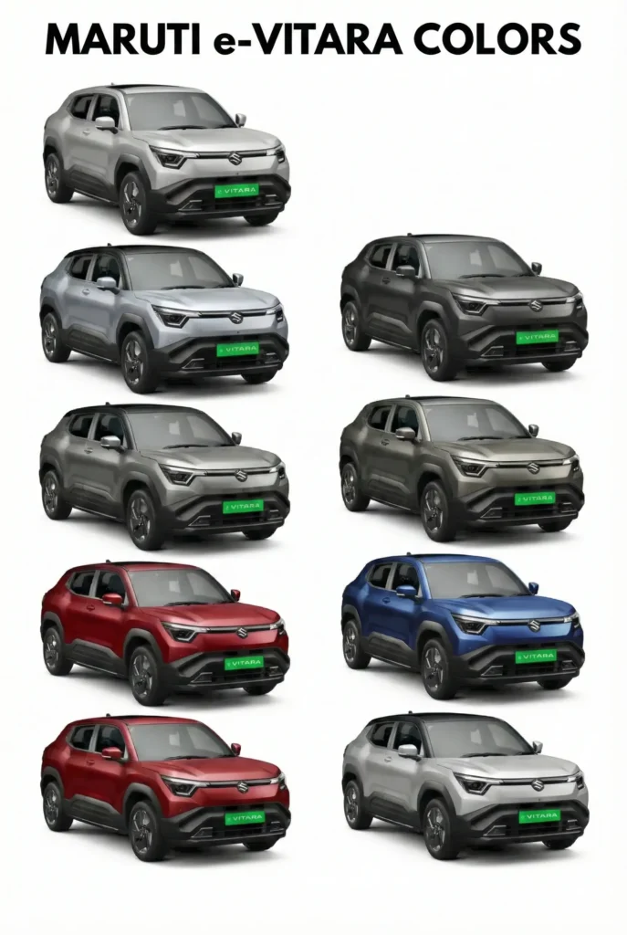 Maruti e-Vitara All Color options 2025 - New e Vitara Colors