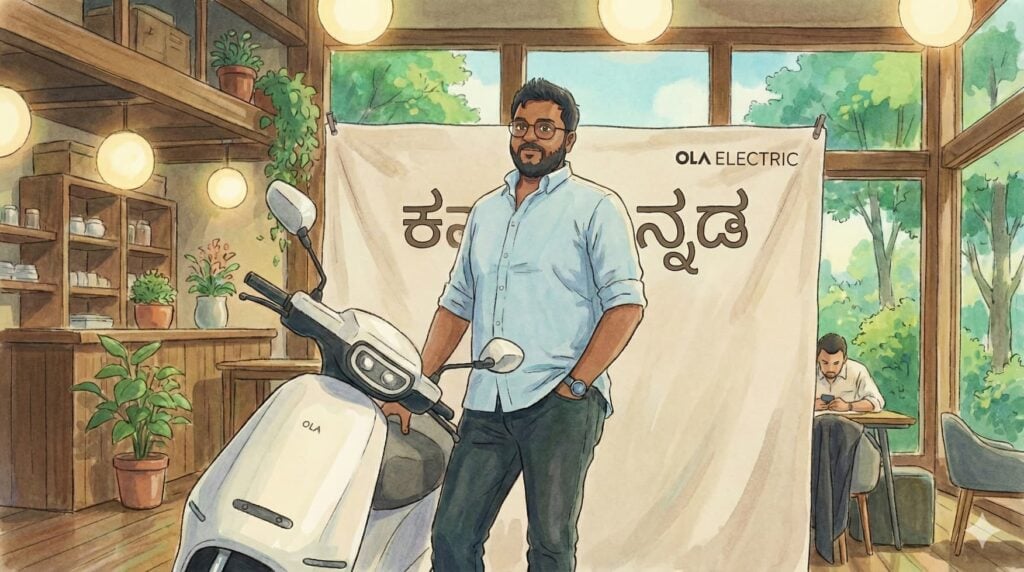 Ola Customer taking delivery of Ola Electric scooter via Ola HyperDelivery system