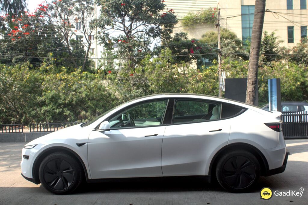 Tesla Model Y White Color Side Profile