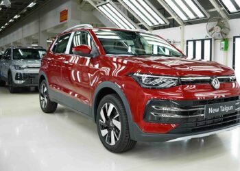 All New VW Taigun SUV in Red Color Production of New Volkswagen Taigun Begins