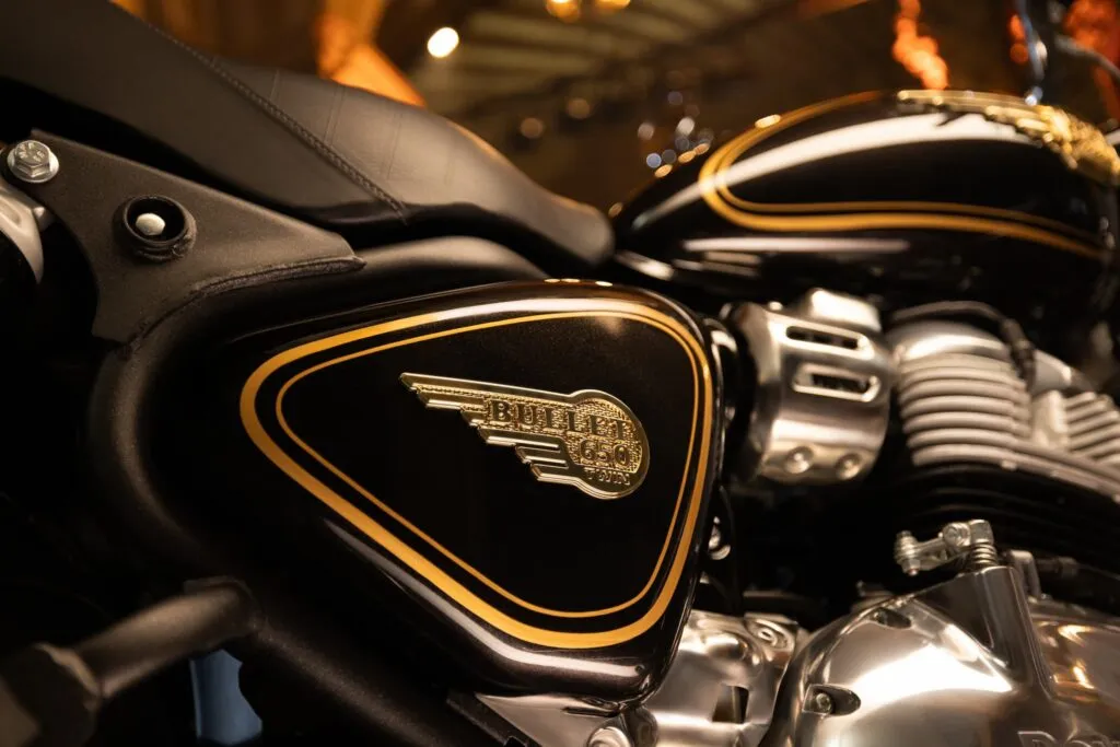 Royal Enfield Bullet 650 Logo with Engine Details 2026 RE Bullet 650 Motorcycle