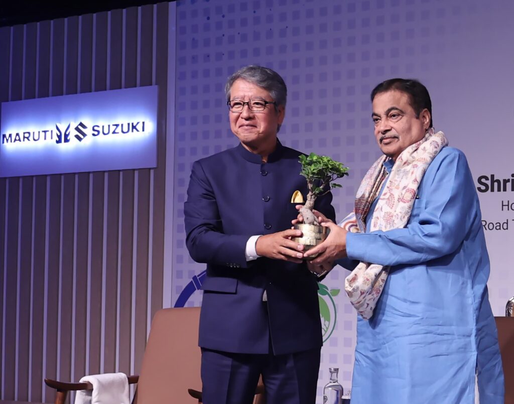 Nitin Gadkari during the launch of Maruti WagonR Flex Fuel Launch