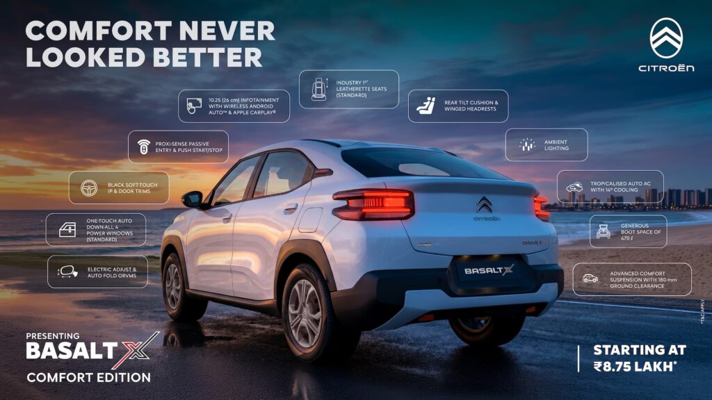 Citroen Basalt X Comfort Edition Features Listed
